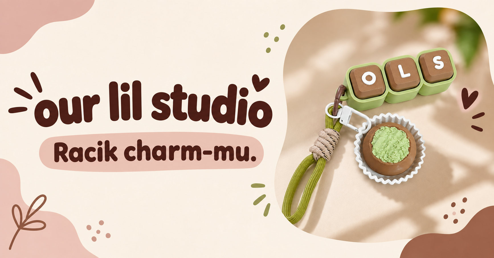 Foto produk asli: Alphabet Clicker bertuliskan OLS dengan charm Dubai Chewy Cookie